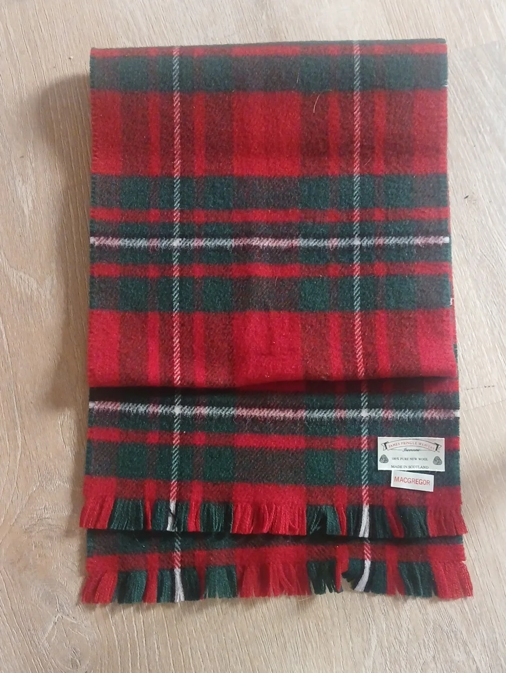 James Pringle Weavers Red Green Tartan Wool Scarf MACGREGOR Clan Scotland 58
